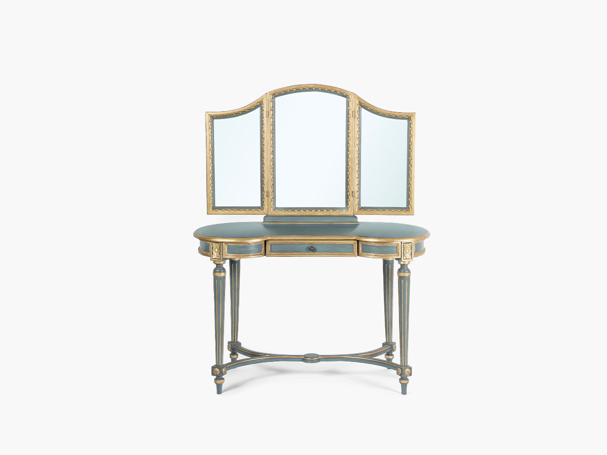 Jacques Mahogany Vanity Desk with Tri-Fold Mirror